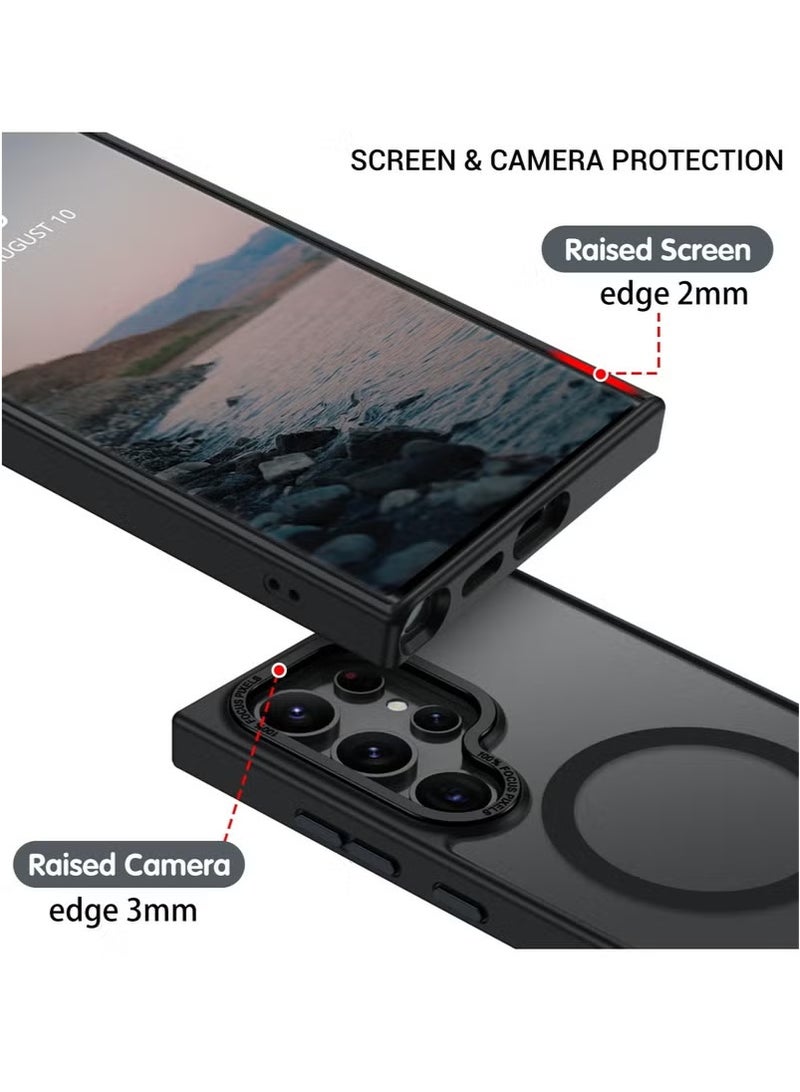 Samsung S26 Ultra Phone Case, MagSafe Compatible Semi-Transparent Frosted Magnetic Shockproof Back Cover Built-in Powerful Magnets Provides All-Around Protection for Galaxy S26 Ultra 5G (Black) - Image 4